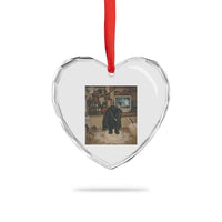 Spooky Biscuits Bakery Heart Crystal Glass Ornament Funny Black Cat Halloween Gift