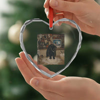 Spooky Biscuits Bakery Heart Crystal Glass Ornament Funny Black Cat Halloween Gift