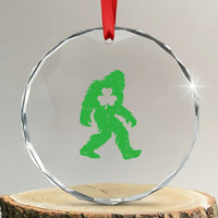 St Patricks Day Bigfoot Crystal Glass Ornament Sasquatch Lucky Shamrock TS02