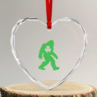 St Patricks Day Bigfoot Heart Crystal Glass Ornament Sasquatch Lucky Shamrock - Wonder Print Shop