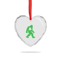 St Patricks Day Bigfoot Heart Crystal Glass Ornament Sasquatch Lucky Shamrock - Wonder Print Shop