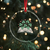 St Patricks Day Book Lover Crystal Glass Ornament Librarian Core Lucky Shamrocks TS02