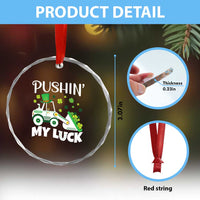 St Patricks Day Boys Truck Crystal Glass Ornament Pushing My Luck Tractor Toy Lover TS02