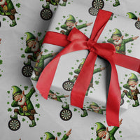 St Patricks Day Cheerful Gnome Dabbing Wrapping Paper Roll Darts Lover Gift