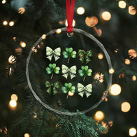 St Patricks Day Coquette Bow Crystal Glass Ornament Lucky Shamrock Aesthetic - Wonder Print Shop