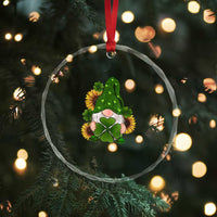 St Patrick's Day Cute Gnomes Crystal Glass Ornament Holding Shamrock Sunflower - Wonder Print Shop