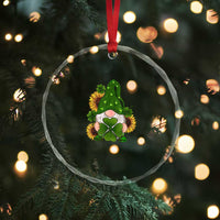 St Patrick's Day Cute Gnomes Crystal Glass Ornament Holding Shamrock Sunflower TS02