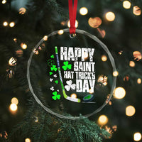 St. Patrick's Day Ice Hockey Crystal Glass Ornament Happy Saint Hat Trick's Lucky Shamrocks TS02