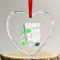 St. Patrick's Day Ice Hockey Heart Crystal Glass Ornament Happy Saint Hat Trick's Lucky Shamrocks - Wonder Print Shop