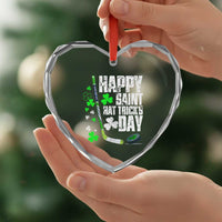 St. Patrick's Day Ice Hockey Heart Crystal Glass Ornament Happy Saint Hat Trick's Lucky Shamrocks - Wonder Print Shop