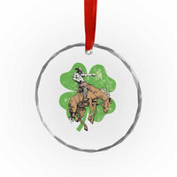 St Patrick's Day Lucky Cowboy Crystal Glass Ornament Retro Vintage Clover TS02