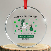 St Patrick's Day Lucky L&D Nurse Crystal Glass Ornament Labor And Delivery Shamrock - Wonder Print Shop