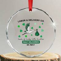 St Patrick's Day Lucky L&D Nurse Crystal Glass Ornament Labor And Delivery Shamrock TS02