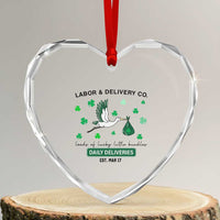 St Patrick's Day Lucky L&D Nurse Heart Crystal Glass Ornament Labor And Delivery Shamrock - Wonder Print Shop