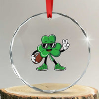 St Patrick's Day Lucky Shamrock Football Crystal Glass Ornament Sport Lover Gift TS02