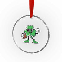 St Patrick's Day Lucky Shamrock Football Crystal Glass Ornament Sport Lover Gift TS02