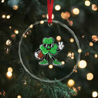 St Patrick's Day Lucky Shamrock Football Crystal Glass Ornament Sport Lover Gift TS02