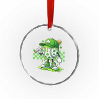 St Patricks Day Shamrock Baseball Player Gift Crystal Glass Ornament