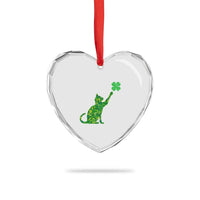 St Patricks Day Shamrock Cat Heart Crystal Glass Ornament Saint Pattys Cats Lover - Wonder Print Shop