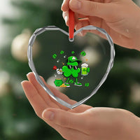 St Patricks Day Shamrock Darts And Beer Lover Gift Heart Crystal Glass Ornament