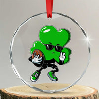 St Patricks Day Shamrock Playing Football Crystal Glass Ornament Cute Gift for Sports Lovers - Wonder Print Shop