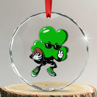 St Patricks Day Shamrock Playing Football Crystal Glass Ornament Cute Gift for Sports Lovers TS02