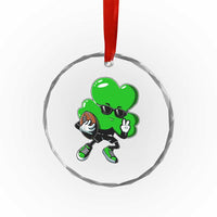 St Patricks Day Shamrock Playing Football Crystal Glass Ornament Cute Gift for Sports Lovers TS02