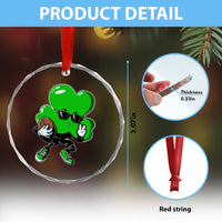 St Patricks Day Shamrock Playing Football Crystal Glass Ornament Cute Gift for Sports Lovers TS02