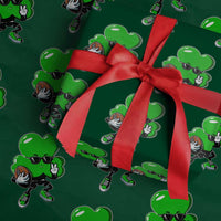St Patricks Day Shamrock Playing Football Wrapping Paper Roll Cute Gift for Sports Lovers - Wonder Print Shop