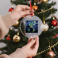 St Patricks Day Starry Night Shamrock Van Gogh Art Crystal Glass Ornament