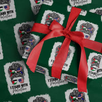 Stand With Palestine Wrapping Paper Roll Messy Bun Gaza Palestinian Flag - Wonder Print Shop