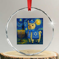Starry Hanukkah Night Crystal Glass Ornament Funny Llama Jewish Holiday Gift TS12