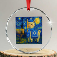 Starry Hanukkah Night Crystal Glass Ornament Funny Llama Jewish Holiday Gift - Wonder Print Shop