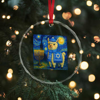 Starry Hanukkah Night Crystal Glass Ornament Funny Llama Jewish Holiday Gift TS12