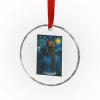 Starry Night Art Parody Crystal Glass Ornament Girl And Labrador Retriever Dog Mom Gift TS12