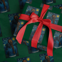 Starry Night Art Parody Wrapping Paper Roll Girl And Labrador Retriever Dog Mom Gift - Wonder Print Shop