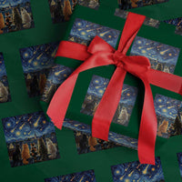 Starry Night Cats Watching Meteors Wrapping Paper Roll Astronomy Lover Gift