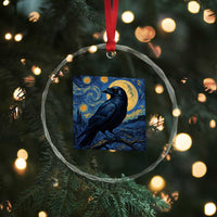 Starry Night Raven Moon Van Gogh Crystal Glass Ornament - Wonder Print Shop