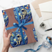 Starry Night Space Bookworm Wrapping Paper Roll Funny Astronaut Reader Gift
