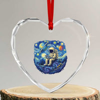 Starry Night Space Bookworm Heart Crystal Glass Ornament Funny Astronaut Reader Gift