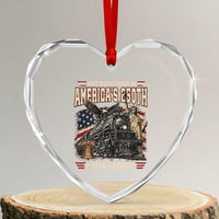 Steam Locomotive Train USA 250th Anniversary Heart Crystal Glass Ornament Coast To Coast Patriotism Liberty American Flag