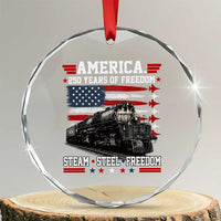 Steam Steel Freedom Stainless American Spirit Crystal Glass Ornament 250 Years USA Railroad Legend Patriotic Military Jet Flyover Graphic