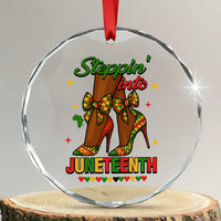 Stepping Into Juneteenth Crystal Glass Ornament Afro Diva High with African Pride - Wonder Print Shop