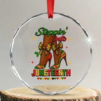 Stepping Into Juneteenth Crystal Glass Ornament Afro Diva High with African Pride TS02