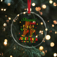 Stepping Into Juneteenth Crystal Glass Ornament Afro Diva High with African Pride - Wonder Print Shop
