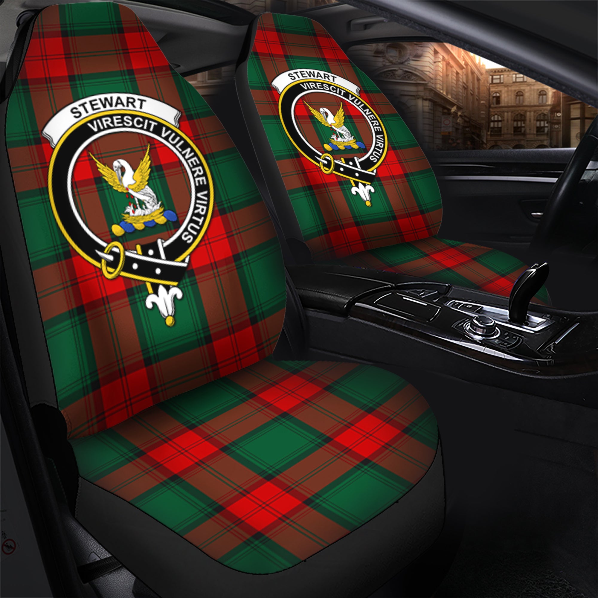 Stewart Atholl Modern Clan Tartan Car Seat Cover, Family Crest Tartan Seat Cover TS23