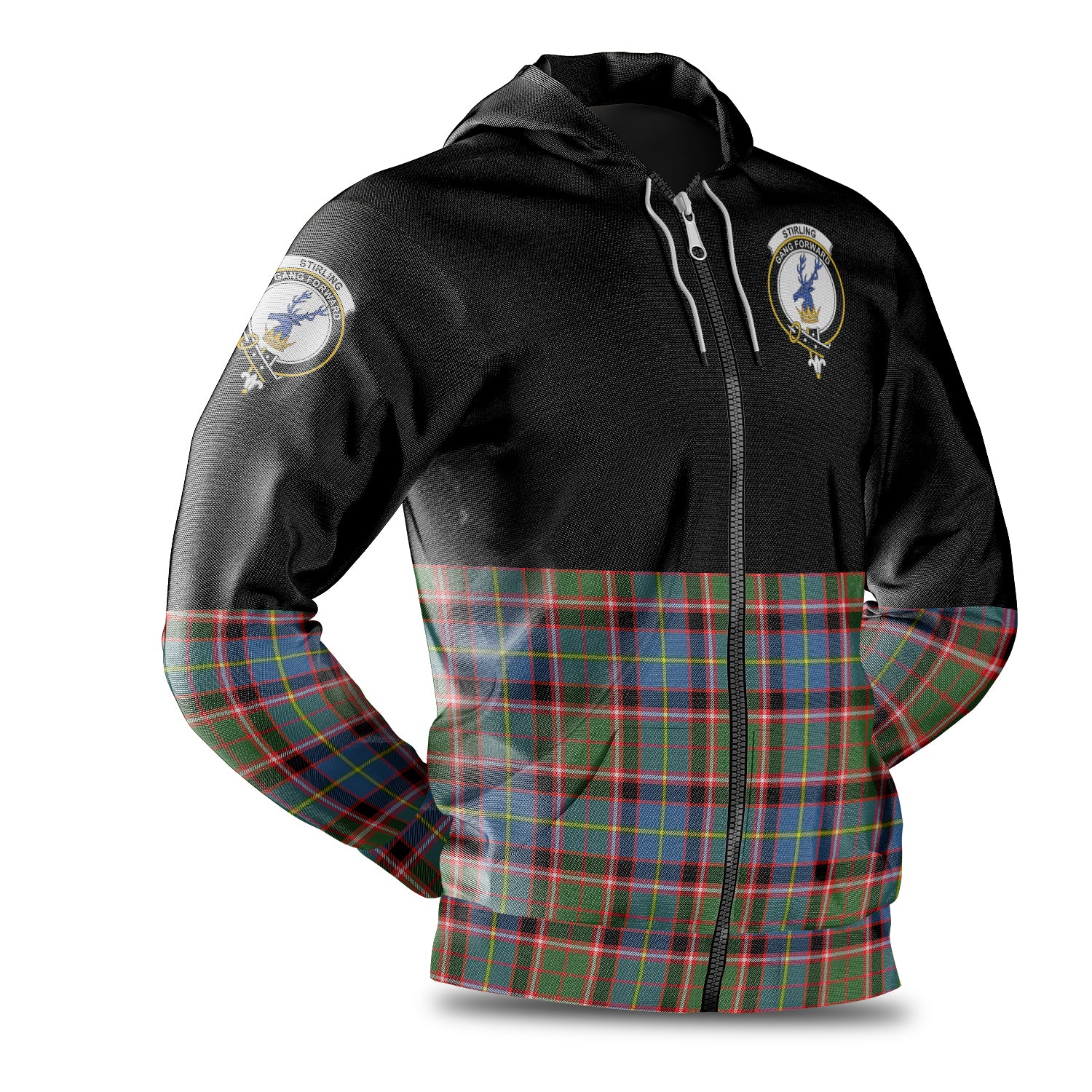scottish-stirling-bannockburn-clan-crest-half-of-tartan-hoodie