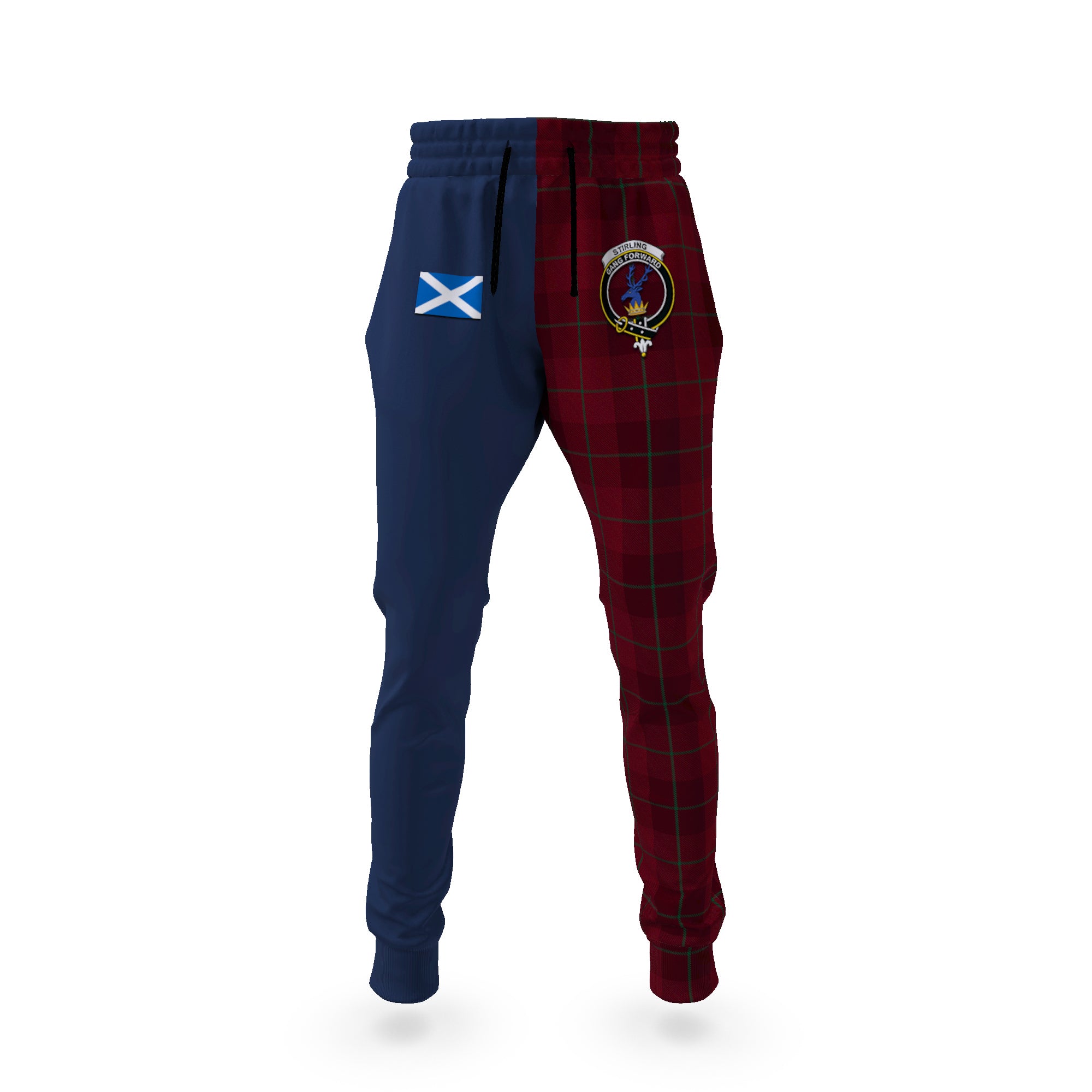 stirling-of-keir-tartan-plaid-joggers-family-crest-tartan-joggers-with-scottish-flag-half-style