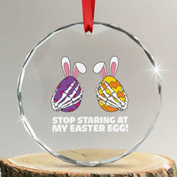 Stop Staring at My Easter Eggs Crystal Glass Ornament Funny Skeleton Bunny Easter