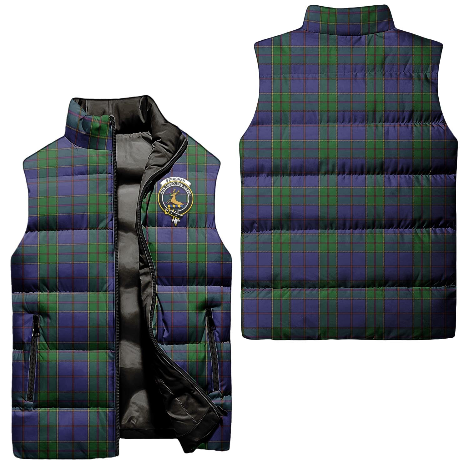 strachan-clan-puffer-vest-family-crest-plaid-sleeveless-down-jacket